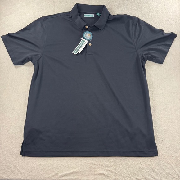 CUBAVERA Men's XL Polo Shirt Moisture Wicking Short Sleeve Navy Blue NWT - Picture 1 of 5